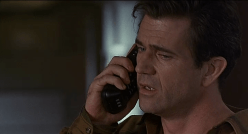 Tom Mullen (Mel Gibson) speaks to his son's kidnappers in Ransom